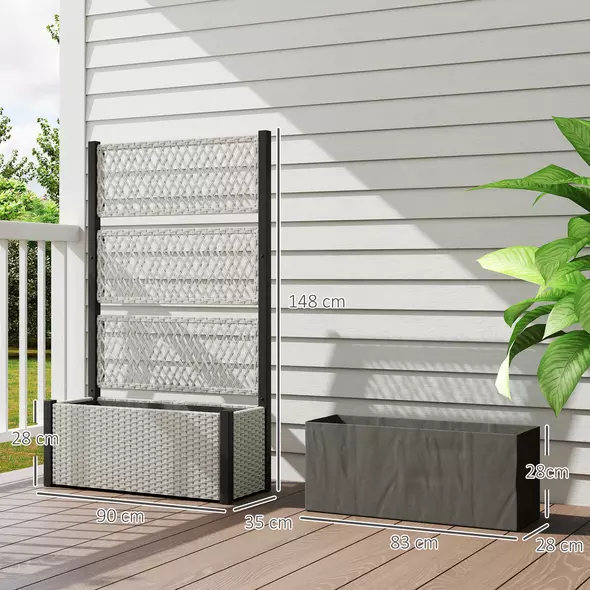 Outsunny Garden Planter Box with Trellis, Liner for Climbing Plants, Vegetables, Flowers, 90 x 35 x 148 cm, Mixed-grey - 3