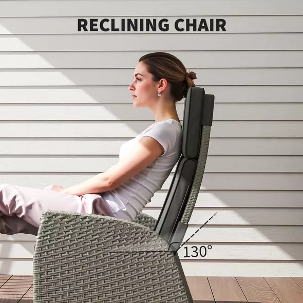 Outsunny 5-Piece Rattan Garden Furniture Set with Cushions - Charcoal Grey - 4