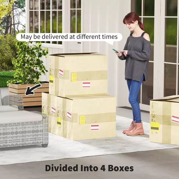 Outsunny 5-Piece Rattan Garden Furniture Set with Cushions - Grey - 8