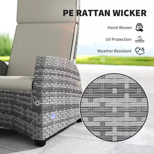 Outsunny 5-Piece Rattan Garden Furniture Set with Cushions - Grey - 5