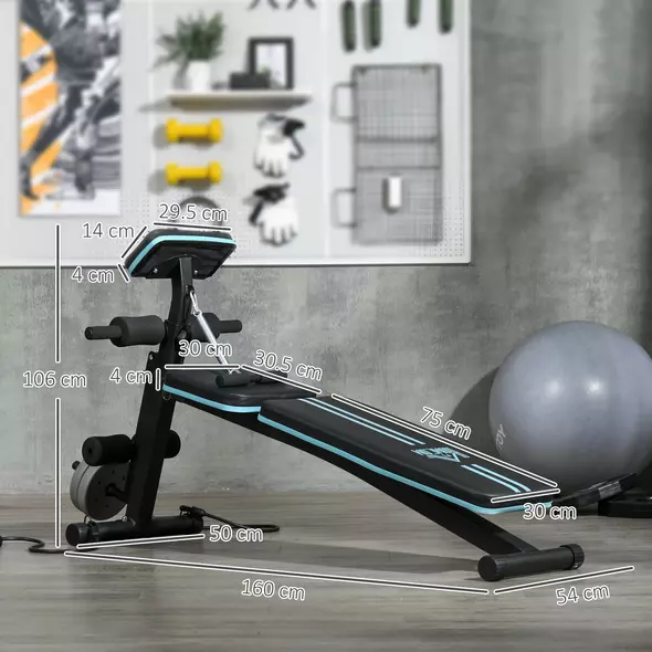 HOMCOM Foldable Weight Bench, Adjustable Strength Training Sit Up Ab Bench, Incline/Decline, Blue - 3