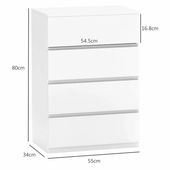 HOMCOM Chest of Drawers, 4-Drawer Storage Cabinets, Modern Dresser, Storage Drawer Unit for Bedroom - 3