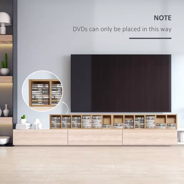 HOMCOM 204 CD Media Display Shelf Unit Set of 2 Blu-Ray Tower Rack w/ Adjustable Shelves Bookcase Storage Organiser, Natural Wood Colour - 9