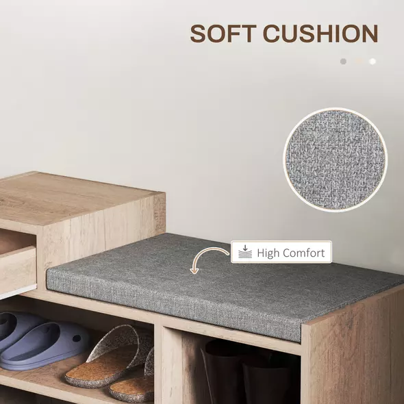 HOMCOM Multi-Compartment Shoe Bench, with Seat - Grey - 6