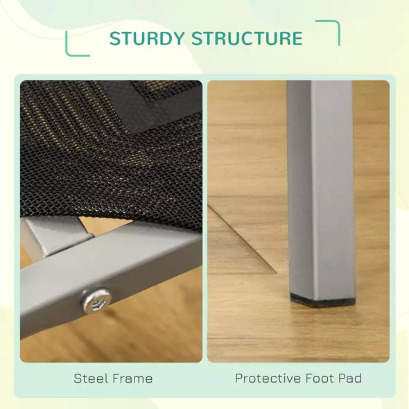 PawHut Elevated Pet Bed Cooling Raised Cot Style Bed for Large Medium Sized Dogs with Non-slip Pads Steel Frame Breathable Mesh Fabric, 110 x 75 x 20 cm - Black - 5