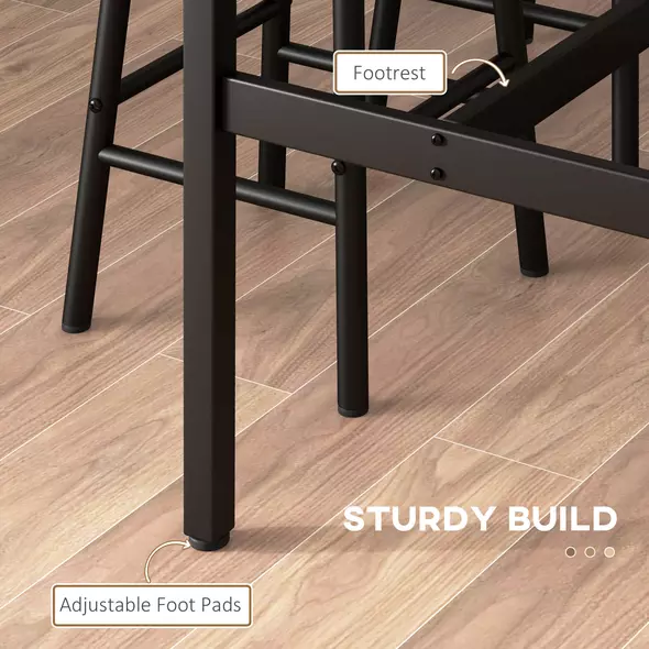 HOMCOM 5 Piece Bar Table Set with 4 Stools, Industrial Bar Table and Stool Set, Dining Table and Chair Set, Rustic Brown - 6