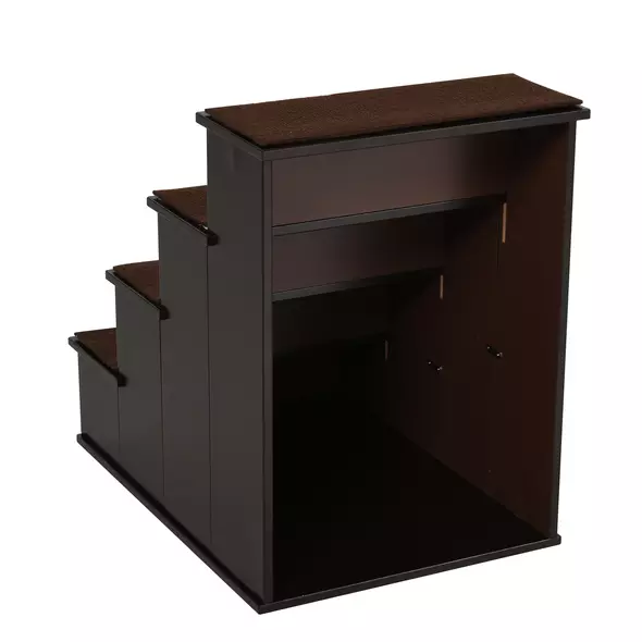 PawHut 4 Step Dog Steps for Bed, Wooden Dog Steps for Sofa, Pet Stairs for Bed Couch with Non-Slip Carpet for Cats and Puppies, 40 x 59 x 54.2 cm, Dark brown - 7