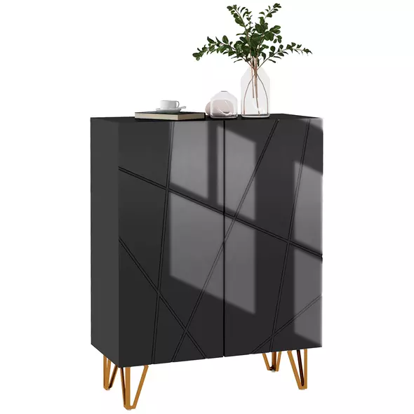 HOMCOM Narrow Shoe Storage Cabinet with Soft-Close Hinges and Adjustable Shelves for 15-20 Pairs of Shoes, Black - 1