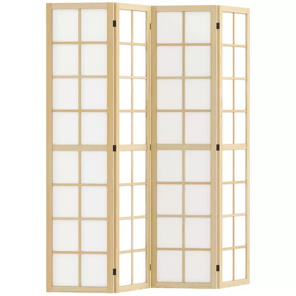 HOMCOM 4 Panel Folding Room Divider, Freestanding Room Separator, Indoor Privacy Screen for Living Room, Bedroom, 160 x 170cm - 1