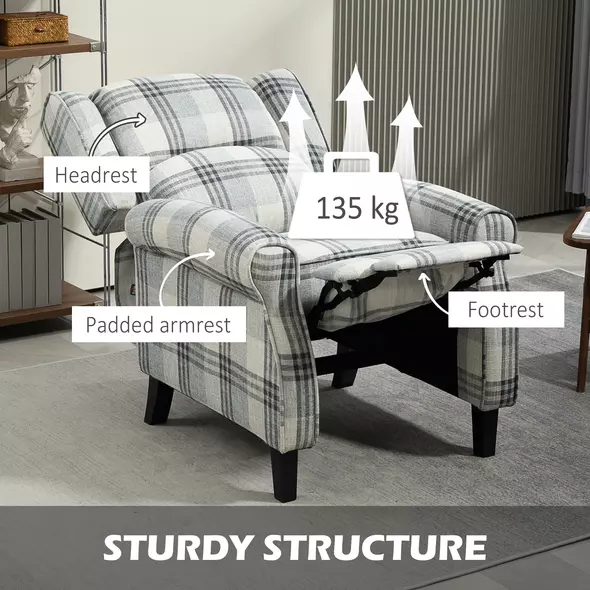 HOMCOM 160° Reclining Armchair, with Footrest - Grey - 6