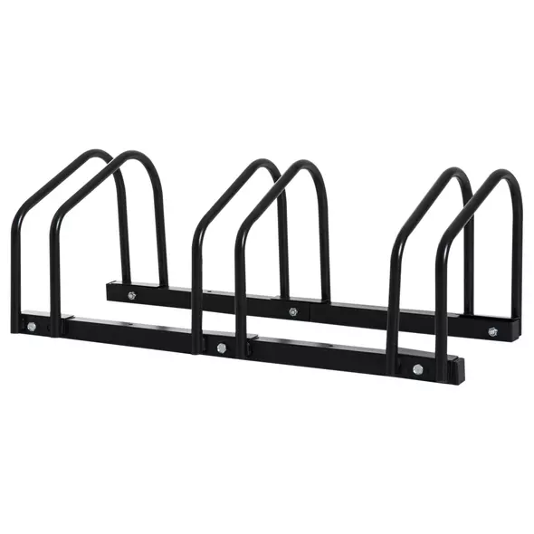 HOMCOM Bike Stand Parking Rack Floor or Wall Mount Bicycle Cycle Storage Locking Stand (3 Racks, Black) - 1