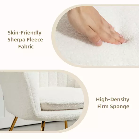 HOMCOM Set of Two Sherpa Fleece Dining Chairs - Cream - 5