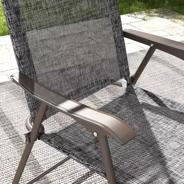 Outsunny Set of Two Folding Garden Chairs, with Fabric Mesh Seats - Grey - 8