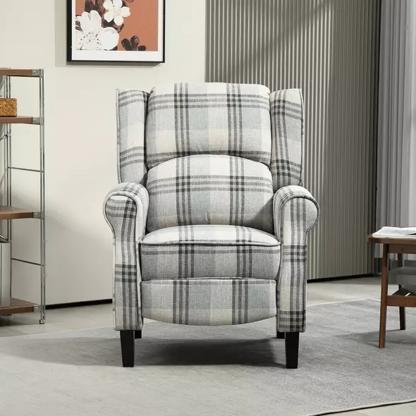 HOMCOM 160° Reclining Armchair, with Footrest - Grey - 7