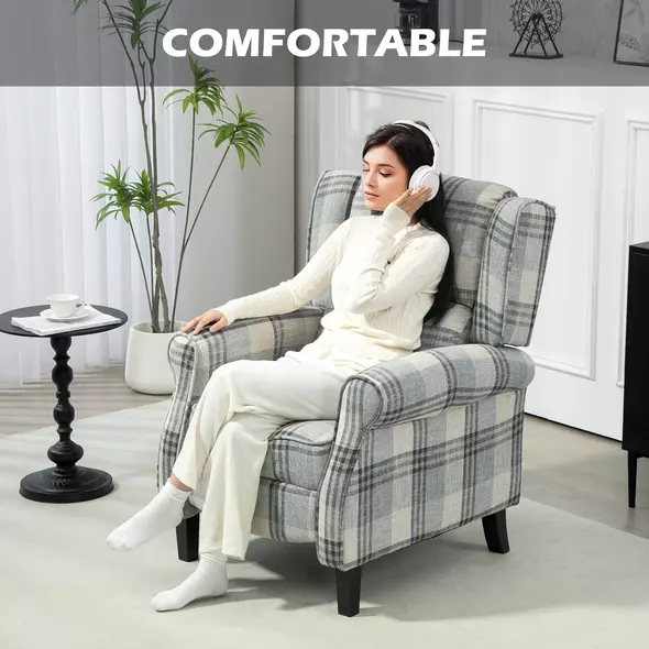 HOMCOM 160° Reclining Armchair, with Footrest - Grey - 5