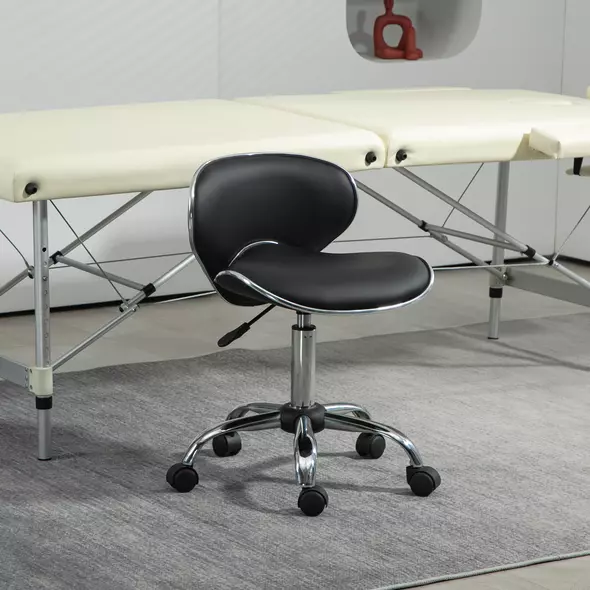 HOMCOM Adjustable Rolling Swivel Beauty Salon Chair, Stool for Spa, Black - 7