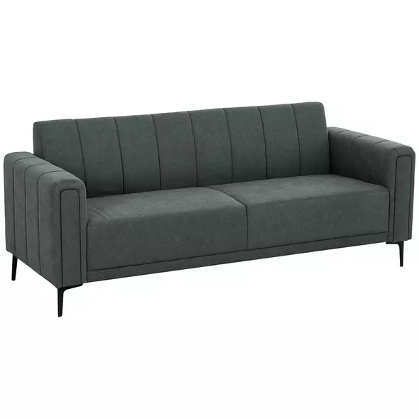 HOMCOM Three-Seater Relaxed Modern Sofa - Grey - 1