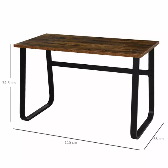 HOMCOM Computer Table, Writing Desk with Steel Frame and Wood Top, Industrial Home Study Table, 115 x 58 x 74.5cm, Rustic Brown and Black - 3