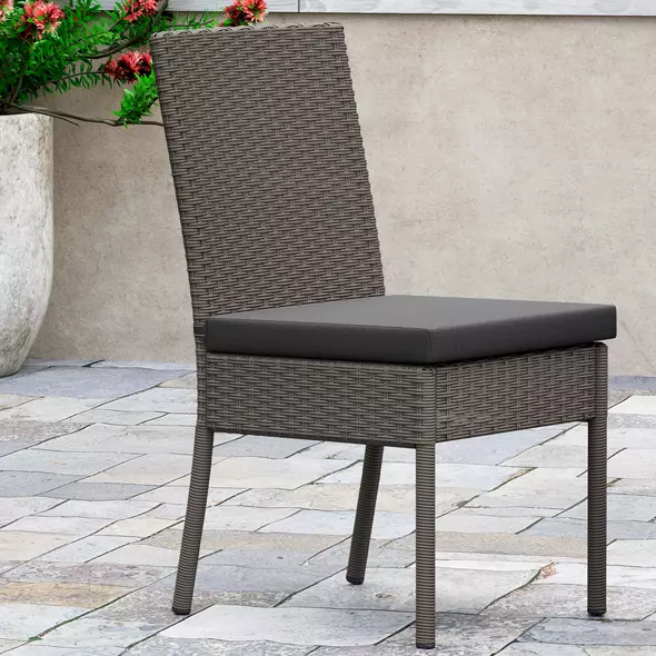 Outsunny Set of Four Armless Rattan Garden Chairs - Dark Grey - 7