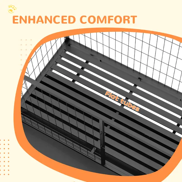 PawHut Heavy Duty Dog Crate on Wheels w/ Bowl Holder, Removable Tray, Openable Top, Detachable Door, for L, XL Dogs - 7