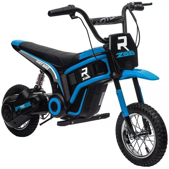 HOMCOM 24V Electric Motorbike 18km/h with Twist Grip Throttle, Enhanced Power and Extended Range - Blue - 1