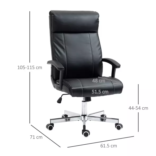 Vinsetto Massage Office Chair, PU Desk Chair with 6 Point Massage, High Back Computer Chair with Metal Legs, Thick Seat, Remote Control and Adjustable Height, Black - 3