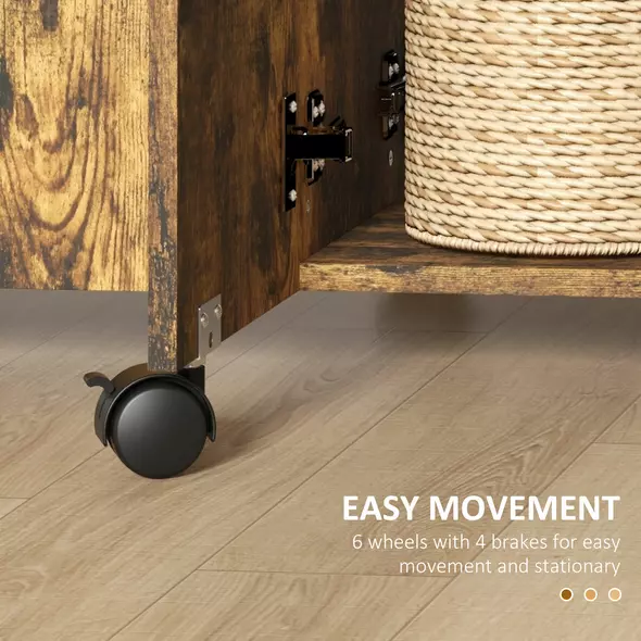 HOMCOM Multi-Storage Six-Person Drop Leaf Dining Table -  Rustic Brown - 7