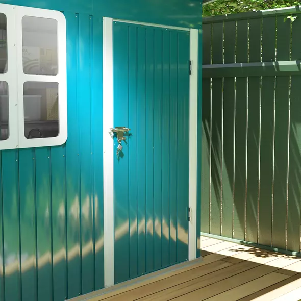 Outsunny 7 x 4ft Galvanised Steel Garden Shed, with Lock and Gloves - Green - 9