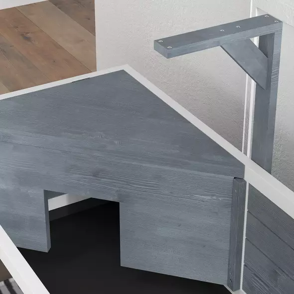 PawHut Wooden Tortoise House with Storage Shelf, Clear Observation Windows, Lamp Holder, Openable Top, Built-in Tray, Grey - 9