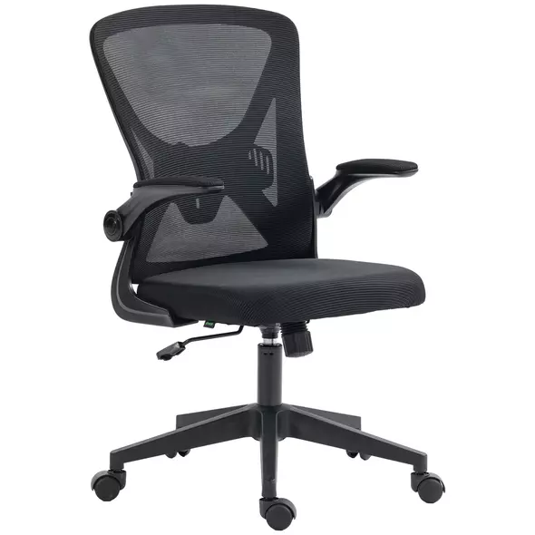 Vinsetto Mesh Back Office Chair, with Flip-Up Arms - Black - 1
