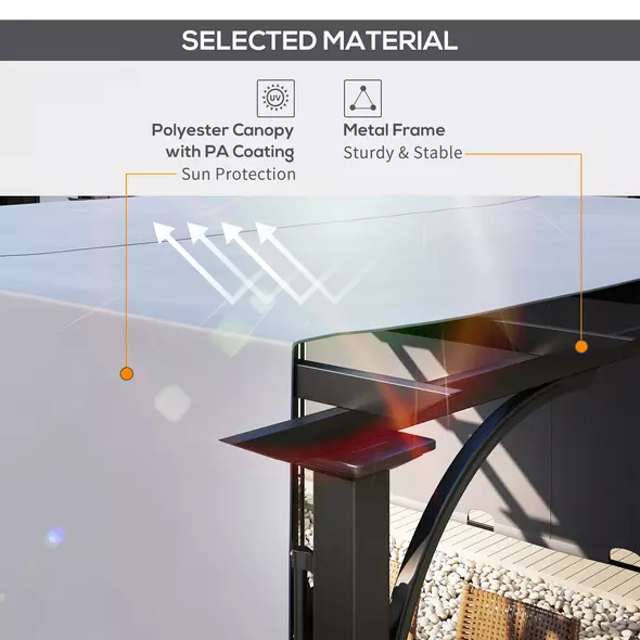 Outsunny 3 x 3(m) Outdoor Pergola, Garden Pergola Gazebo with Adjustable Canopy, Grey - 4