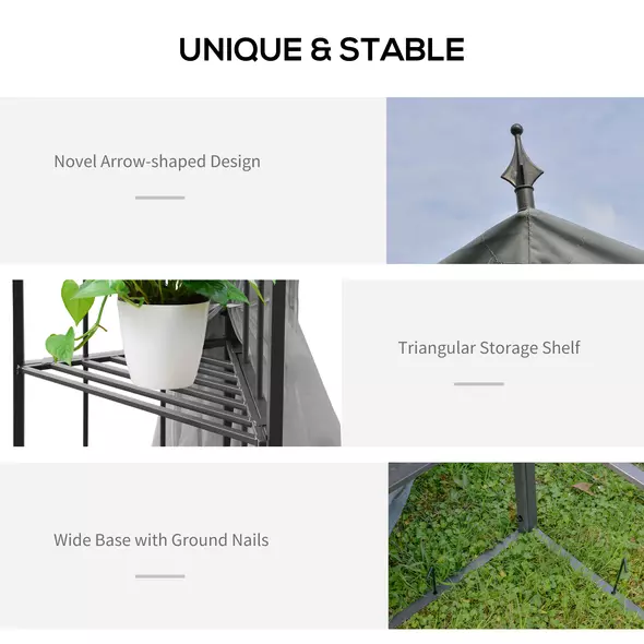 Outsunny 3(M)x3(M) Garden Gazebo Double Top Outdoor Canopy Patio Event Party Wedding Tent Backyard Sun Shade with Netting - Grey - 4