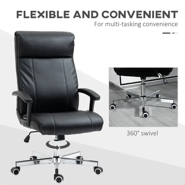 Vinsetto Massage Office Chair, PU Desk Chair with 6 Point Massage, High Back Computer Chair with Metal Legs, Thick Seat, Remote Control and Adjustable Height, Black - 7