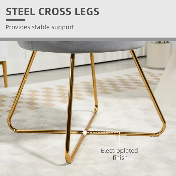 HOMCOM Velvet-Feel Lotus Petal Accent Chair - Grey - 7