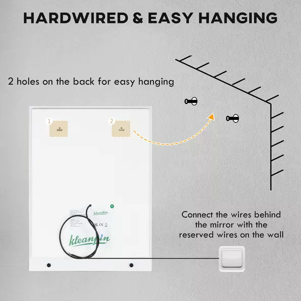kleankin LED Bathroom Mirror with Lights and Shelf, Illuminated Makeup Mirror, Vanity Mirror with 3 Colour, Smart Touch, Anti-Fog - 9