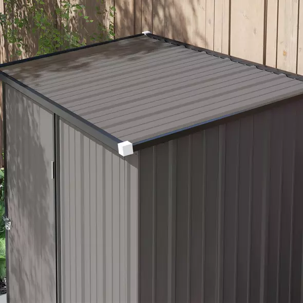 Outsunny 5.3 x 3.1ft Corrugated Steel Garden Shed - Light Grey - 8