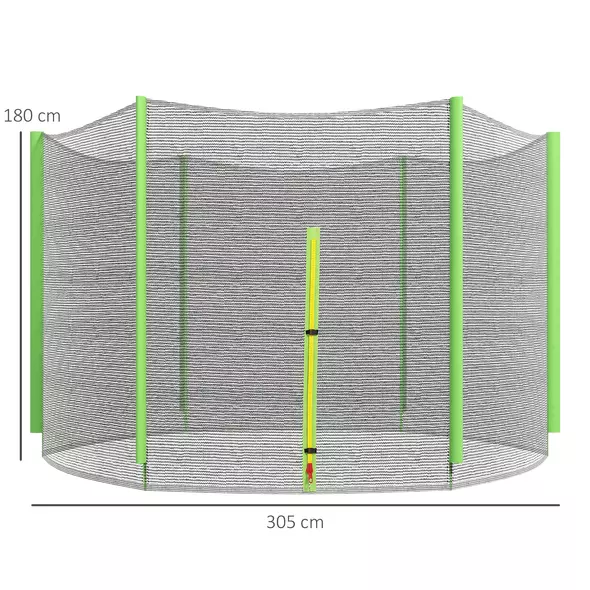 SPORTNOW 10ft Trampoline Net Replacement with 6 Plastic Pole Covers, Weather-Resistant Trampoline Netting Replacement with Zipped Entrance, Poles Not Included, Green - 3
