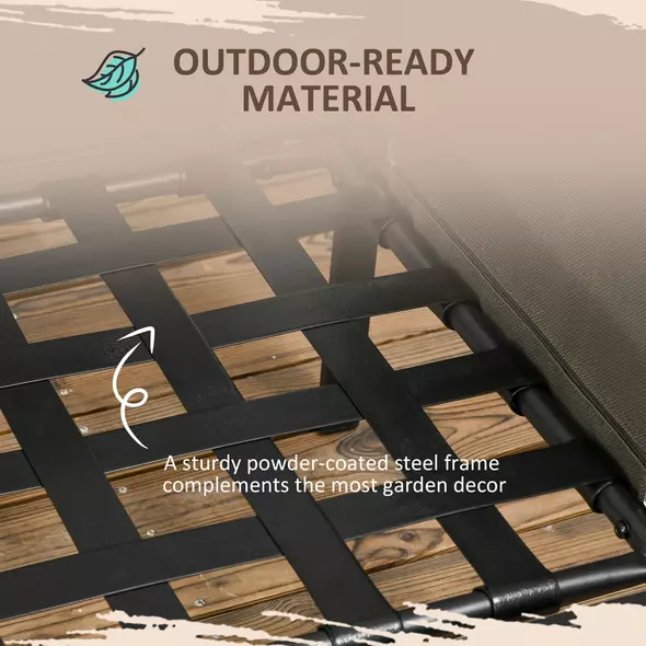 Outsunny 4 Piece Metal Garden Furniture Set with Tempered Glass Coffee Table, Texteline Pocket, Outdoor Set Loveseat Single Armchairs with Padded Cushions, Light Grey - 7