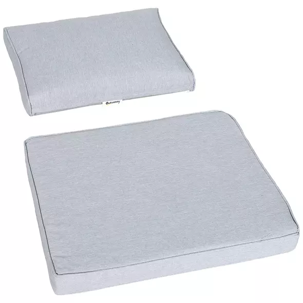 Outsunny 4pcs Garden Sofa Set 2 Single Armchair, 1 Bench & 1 Coffee Table Set Aluminum Frame Patio Furniture with Cushions, Black - 7