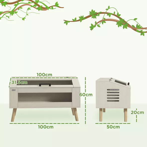 PawHut 140L Vivarium for Snakes, Lizards, Horned Frogs, Chameleons, Hamsters, Gerbils with Tempered Glass Windows - 3