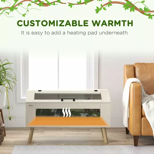 PawHut 140L Vivarium for Snakes, Lizards, Horned Frogs, Chameleons, Hamsters, Gerbils with Tempered Glass Windows - 6