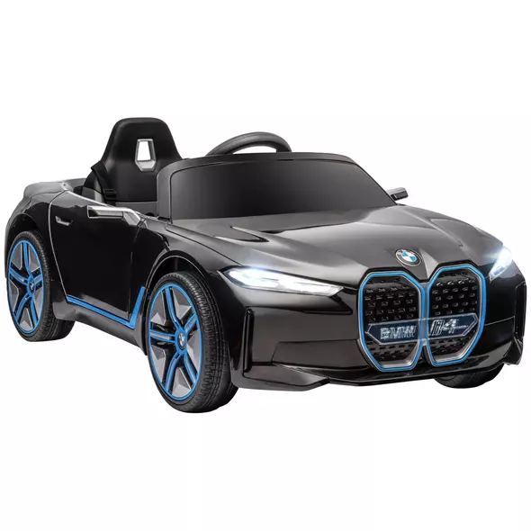 HOMCOM BMW i4 Licensed 12V Kids Electric Ride-On Car, with Remote Control, Portable Battery, Music, Horn, Headlights - Black - 1