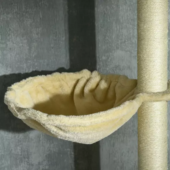 PawHut 230-250cm Floor-to-Ceiling Climbing Cat Tree Tower - Beige - 8