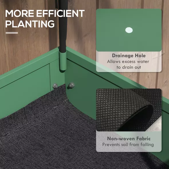 Outsunny Raised Planter with Greenhouse Cover, Mobile Elevated Garden Bed with Wheels and Bottom Shelf for Vegetables, Green - 7