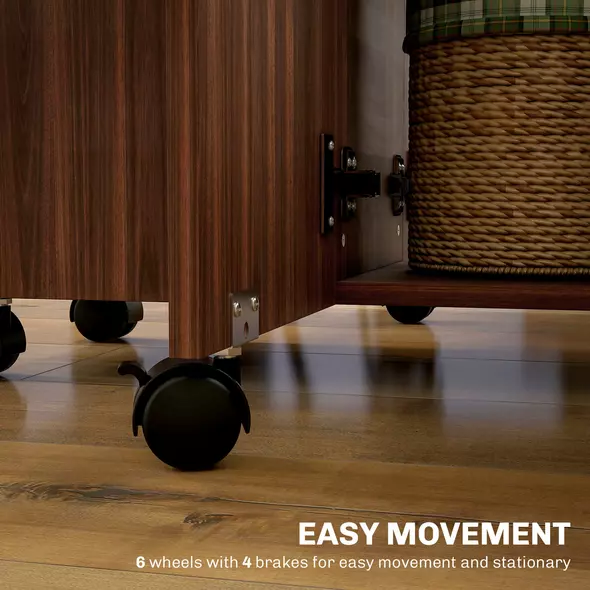 HOMCOM Multi-Storage Six-Person Drop Leaf Dining Table -  Distressed Brown - 7