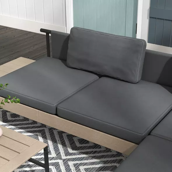 Outsunny Three-Piece 'L' Garden Sofa Set - Grey - 7