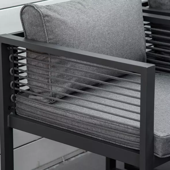 Outsunny Nine-Piece Aluminium Garden Set, with Glass-Top Table - Grey - 8