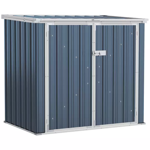 Outsunny 5ft x 3ft Garden 2-Bin Steel Storage Shed, Double Rubbish Storage Shed, Hide Dustbin w/ Locking Doors and Openable Lid - 1