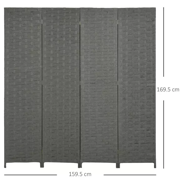 HOMCOM 4-Panel Room Dividers, Wave Fibre Freestanding Folding Privacy Screen Panels, Partition Wall Divider for Indoor Bedroom Office, 170 cm, Grey - 3