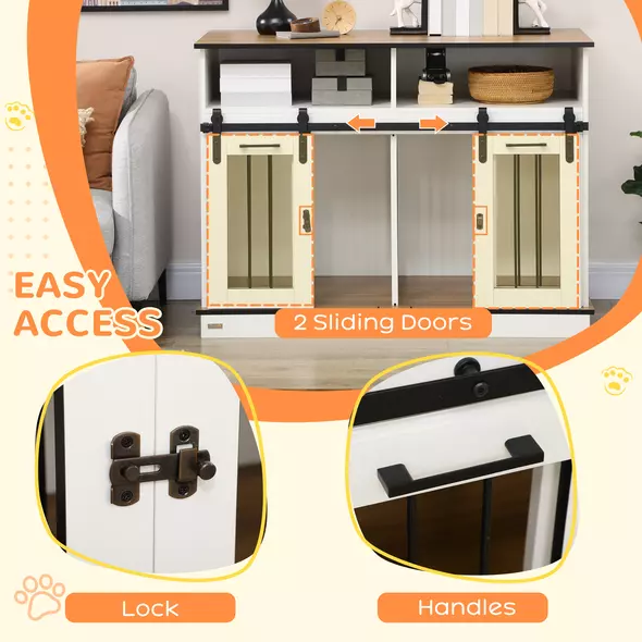 PawHut Dog Crate Furniture for Small and Large Dogs, with Movable Divider - White - 6